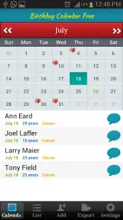 Birthday Calendar Free capture 1