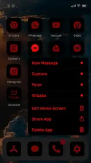 Wow Red Black Theme, Icon Pack capture 3