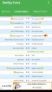 Bet9ja Extra with predictions and Livescores capture 6