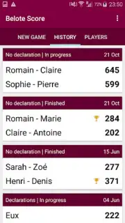 Belote Score capture 1
